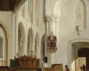 巴斯勒莫斯 约翰内斯 范 霍夫 : Interieur van de Grote Kerk in Den Haag